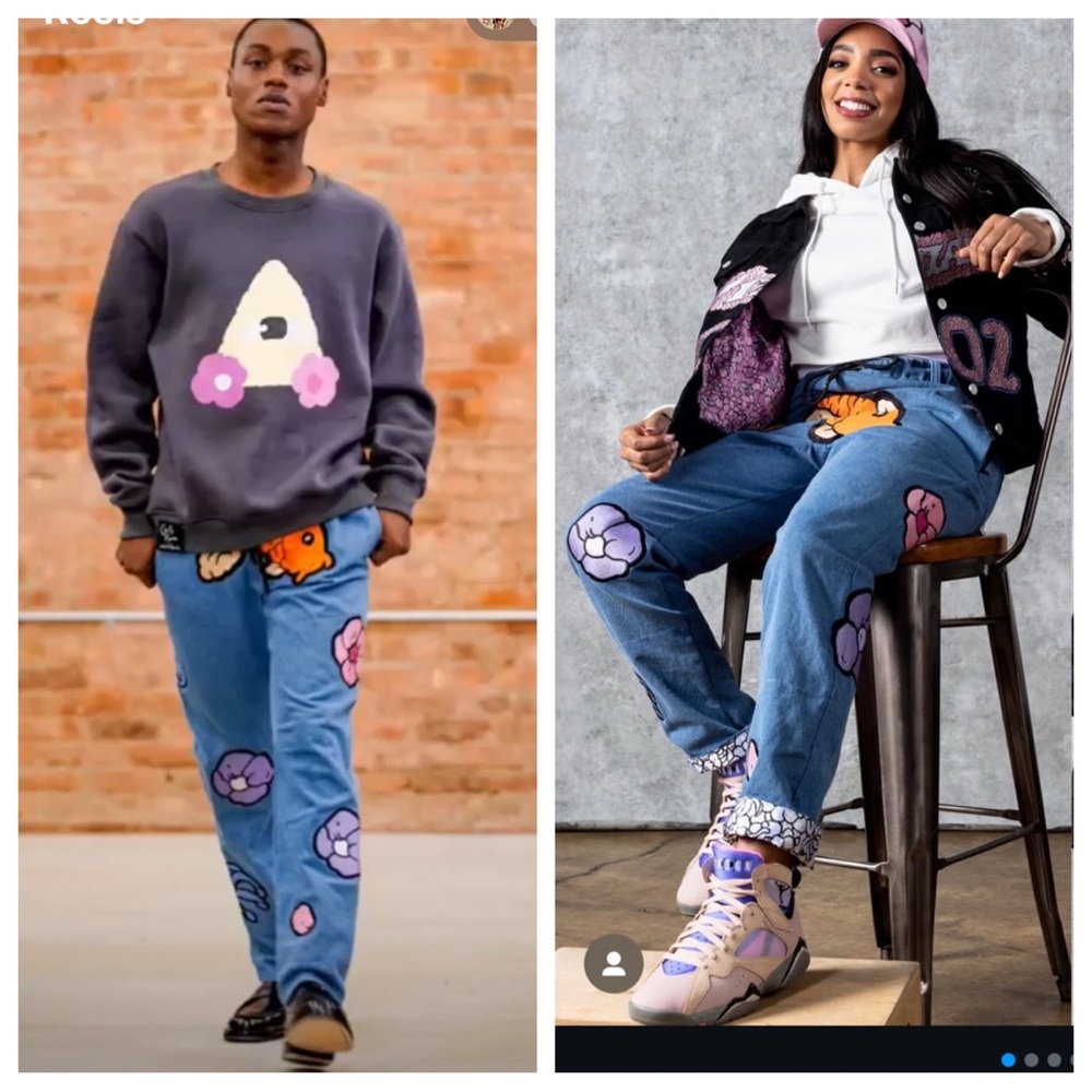 Stylish Blue Graphic Women's Jeans